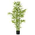 Homcom 5Ft Artificial Bamboo Tree, Faux Decorative Plant In Nursery Pot For Indoor Or Outdoor D Cor Green Plastic