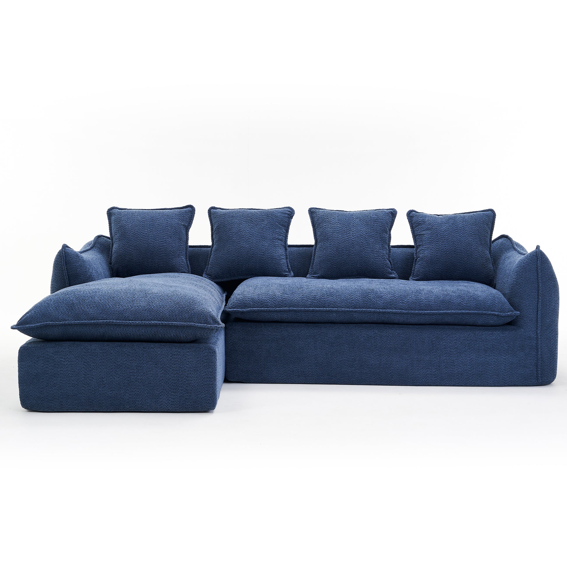 Sofa Deep Seat Sofa 3 Seater For Living Room Oversized Comfy Sofa L Shape Sofa Couch With Chaise Home Furniture Sleeper Sectional Sofa For Apartment, Office Left Hand Facing Blue Foam 3 Seat