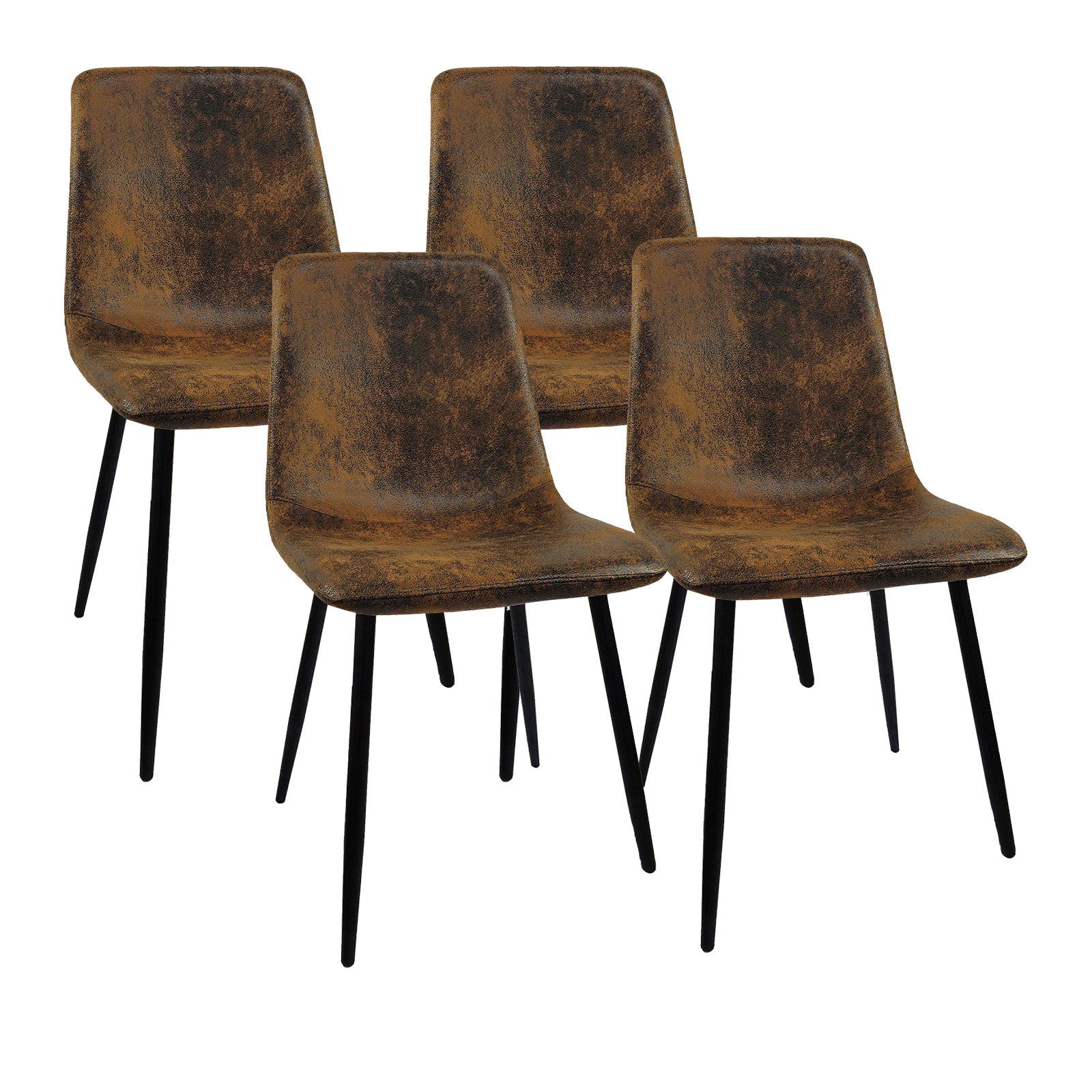 Dining Chairs Set Of 4,Modern Kitchen Dining Room Chairs,Upholstered Dining Accent Suedette Chairs In Cushion Seat And Sturdy Black Metal Legs Brown Brown Foam Technical Leather