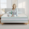 Twin Size 10 Inch Cool Gel Memory Foam Innerspring Hybrid Mattress White Green Foam Spring Twin