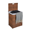 Laundry Hamper With Lid Pe Rattan Powder Coating Frame Clothes Hampers With 02 Removable Bags, 100L, Brown Color 1 Brown Foldable Bathroom American Design,American Traditional Wicker