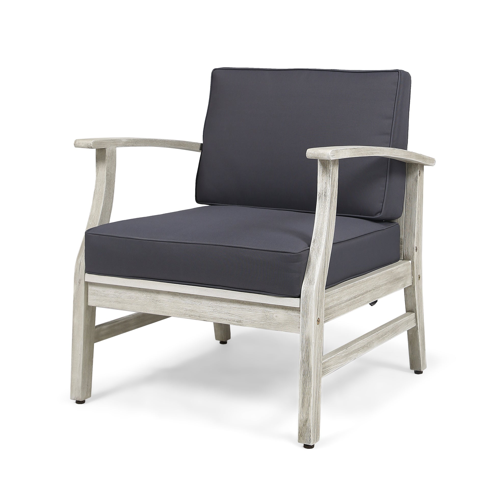 Perla Club Chair, Light Grey Dark Gray Acacia Wood