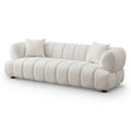 Jasmin 89.7'' Cream Boucle Sofa Cream Wood Primary Living Space Mid Century Modern Foam Boucle,Solid Wood 3 Seat