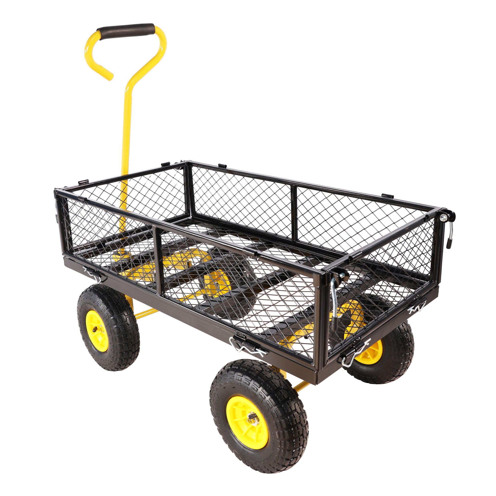 Wagon Cart Garden Cart Trucks Make It Easier To Transport Firewood Yellow Black Black Garden & Outdoor Metal