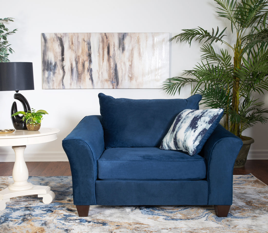 Camero Fabric Pillowback Arm Chair, Navy Blue Navy Blue Espresso Primary Living Space Contemporary Polyester