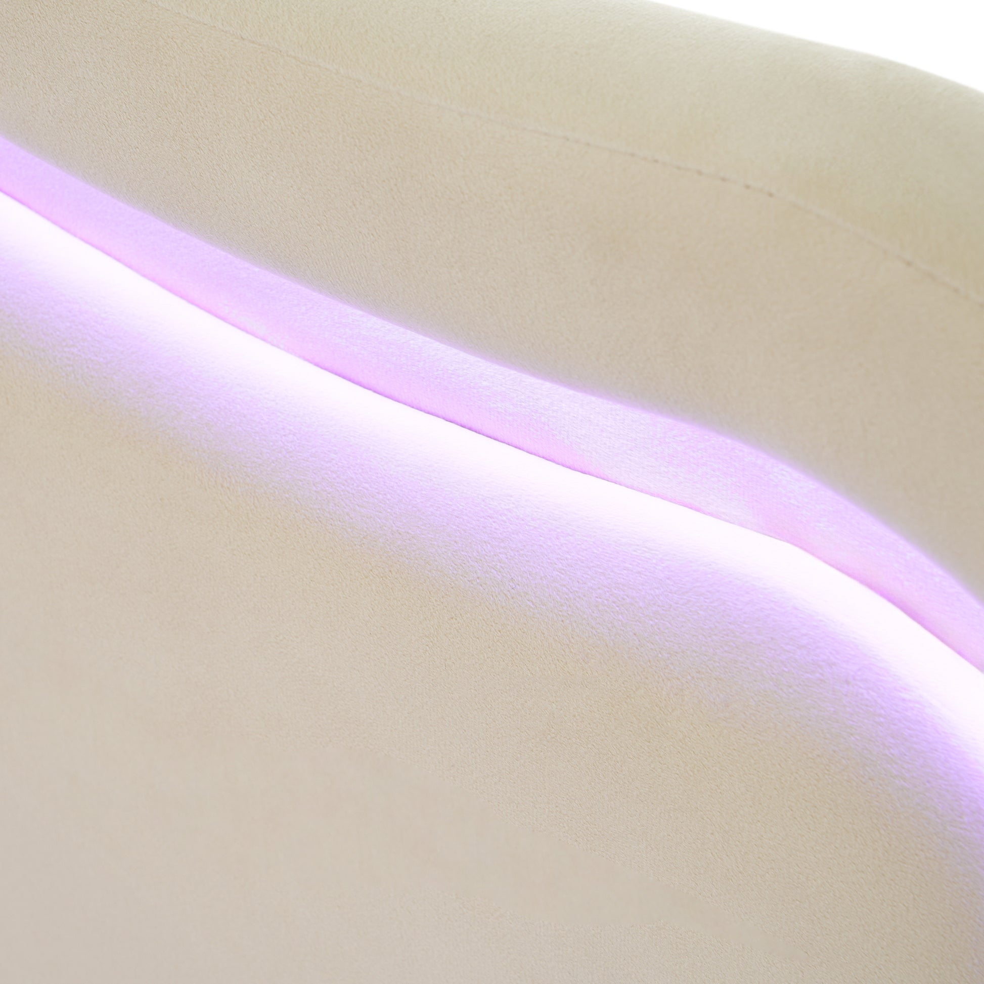 Twin Size Velvet Upholstered Smart Led Bed Frame With Adjustable Height Headboard,No Box Spring Needed,Easy Assembly,Beige Box Spring Not Required Twin Beige Wood Bedroom Cute,Modern Bed Frame Wood