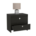 Lily Nightstand, Two Drawers Black 2 Drawers Bedroom Bedside Cabinet Contemporary Storage Melamine Engineered Wood