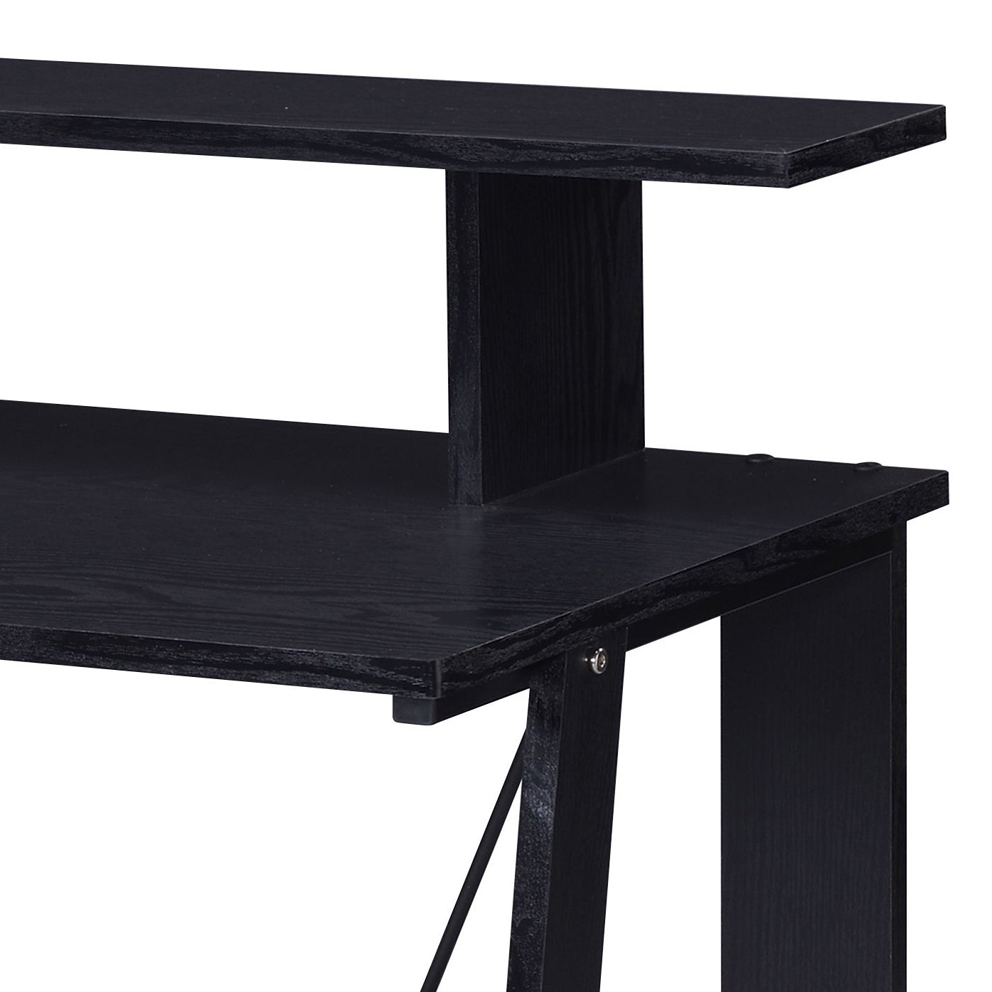 Black Writing Desk With Upper Shelf Black Writting Desk Office Rectangular Wood Metal