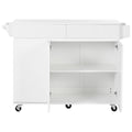 K&K 53.2'' Kitchen Island With Drop Leaf, Kitchen Storage Cart With Spice Rack, Towel Rack And 2 Drawers, Rolling Kitchen Island On Wheels With Adjustable Shelves For Kitchen, Dining Room, White White Brown Kitchen Artsy,Casual,Classic,Minimalist,Modern