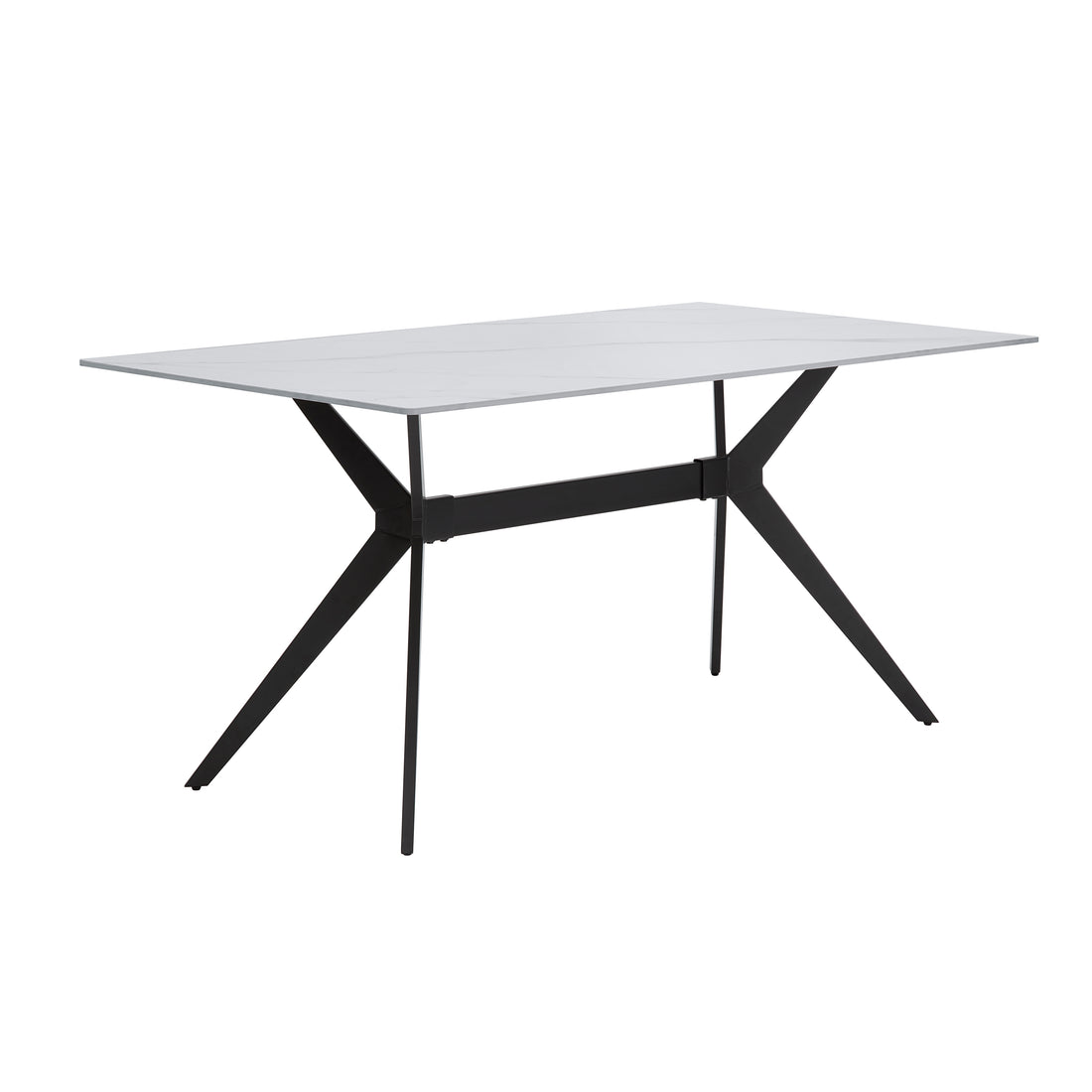 Modern Contemporary Dining Table 1Pc Sintered Stone Tabletop Marble Look Black Metal Legs Kitchen Dining Furniture White Seats 6 Dining Room Contemporary,Modern Rectangular Sintered Stone