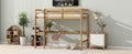 Twin High Loft Bed, Rubber Wood Loft Bed With Safety Guardrail, Built In Desk, Ladder,White Oak Twin White Oak Abs Rubber Steel Q235 ,Rubber Wood