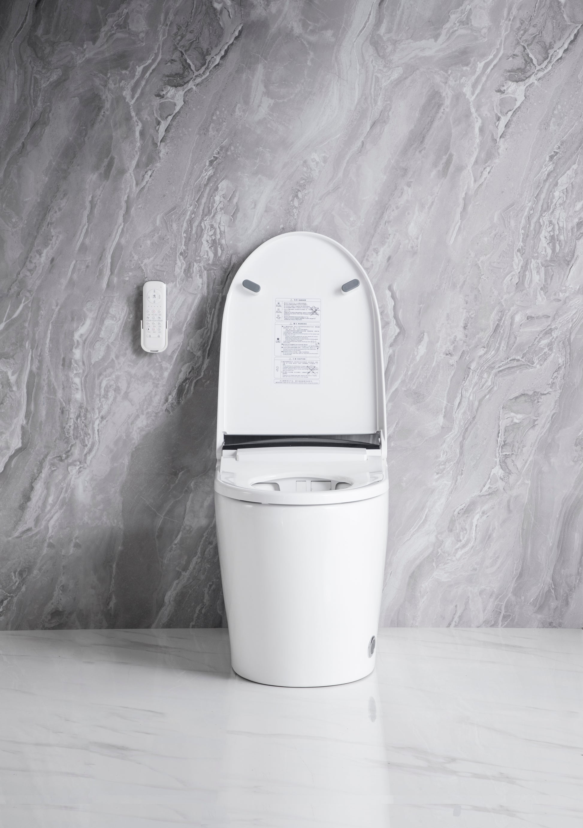 Elongated Smart Toilet With Elongated Heated Bidet Seat, Intelligent Toilet With Bidet Built In, Feet Sensor,Auto Open Close Seat, Off Seating Auto Flush, Night Light, Warm Water & Dryer,White White Bathroom Luxury Porcelain