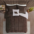 Plush To Sherpa Down Alternative Comforter Set King Brown Ivory Polyester