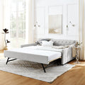 Full Size Upholstery Daybed With Twin Size Erectable Trundle And Usb Charging Design, Linen Beige Box Spring Not Required Full Beige Bedroom Linen Linen