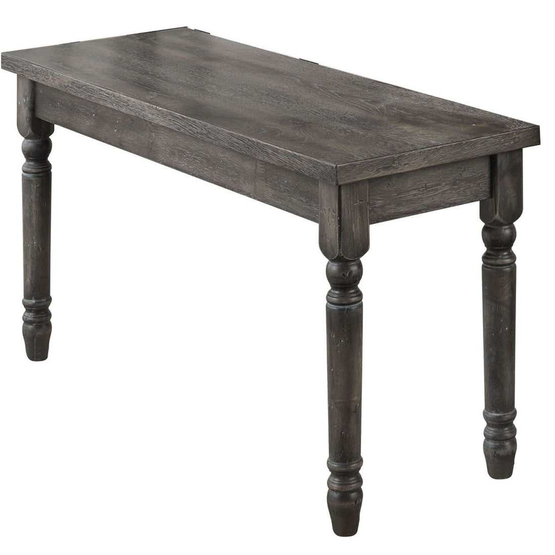 Weathered Grey Dining Bench With Turned Legs Grey Gray Dining Room Farmhouse Rubberwood Wood