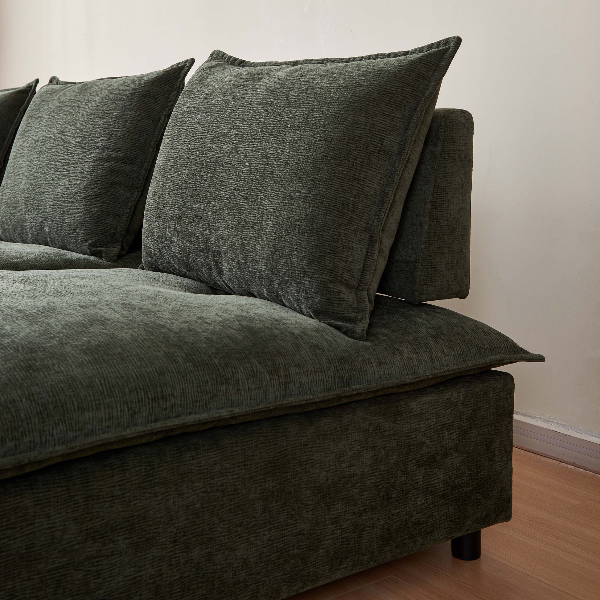 Modern Upholstered Chair Leisure Sofa Lounge Chair Removable Pillow Armless Accent Chair For Living Room, Bedroom, Corner Chair, Backrest Adjustable Fore And After Green Wood Medium Soft Foam Chenille 1 Seat