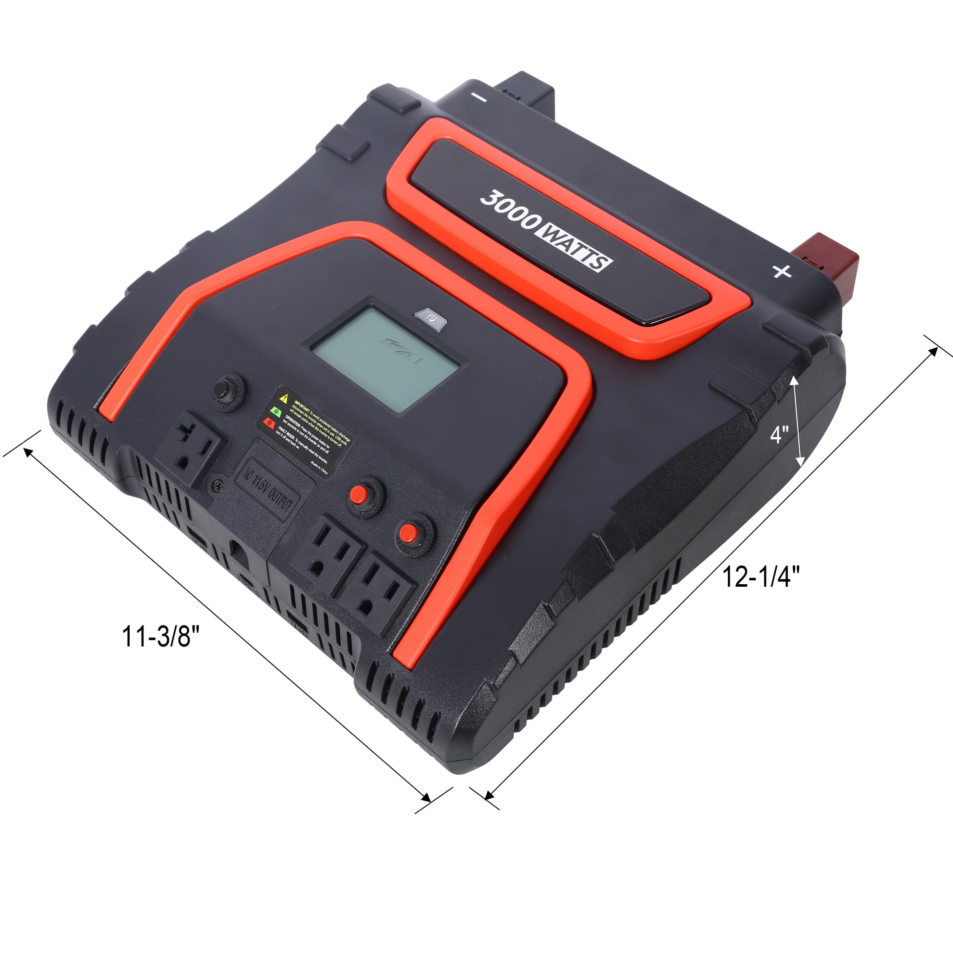 3000 Watts Power Inverter Modified Sine Wave Car Led Displayportable Ac Power Emergencies, Job Sites, Trucks Boats Off Grid Rv Camping,12V To 115 Volts Etl Approved Black Plastic