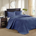 Reversible Quilt Set Navy Full Queen Navy Cotton