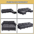 U Shaped Sectional Couch Convertible Sectional Couch With Double Chaise 6 Seat Sectional Sofa For Living Room Dark Gray Dining Room Fabric 6 Seat