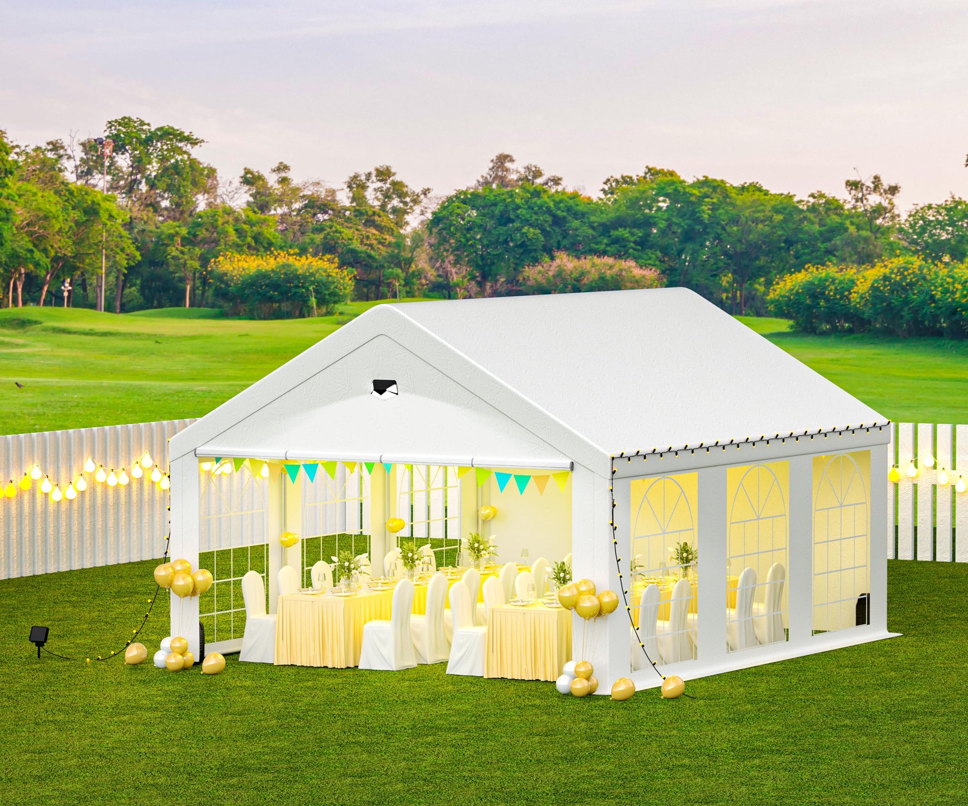 Sannwsg Party Tent 20X20Ft Heavy Duty Canopy Tent With Removable Sidewalls,2 Box Outdoor Waterproof Patio Camping Gazebo Shelter,Perfect For Wedding Holiday Birthday Bbq Backyard Evening Tent White Garden & Outdoor Metal Waterproof Fabric