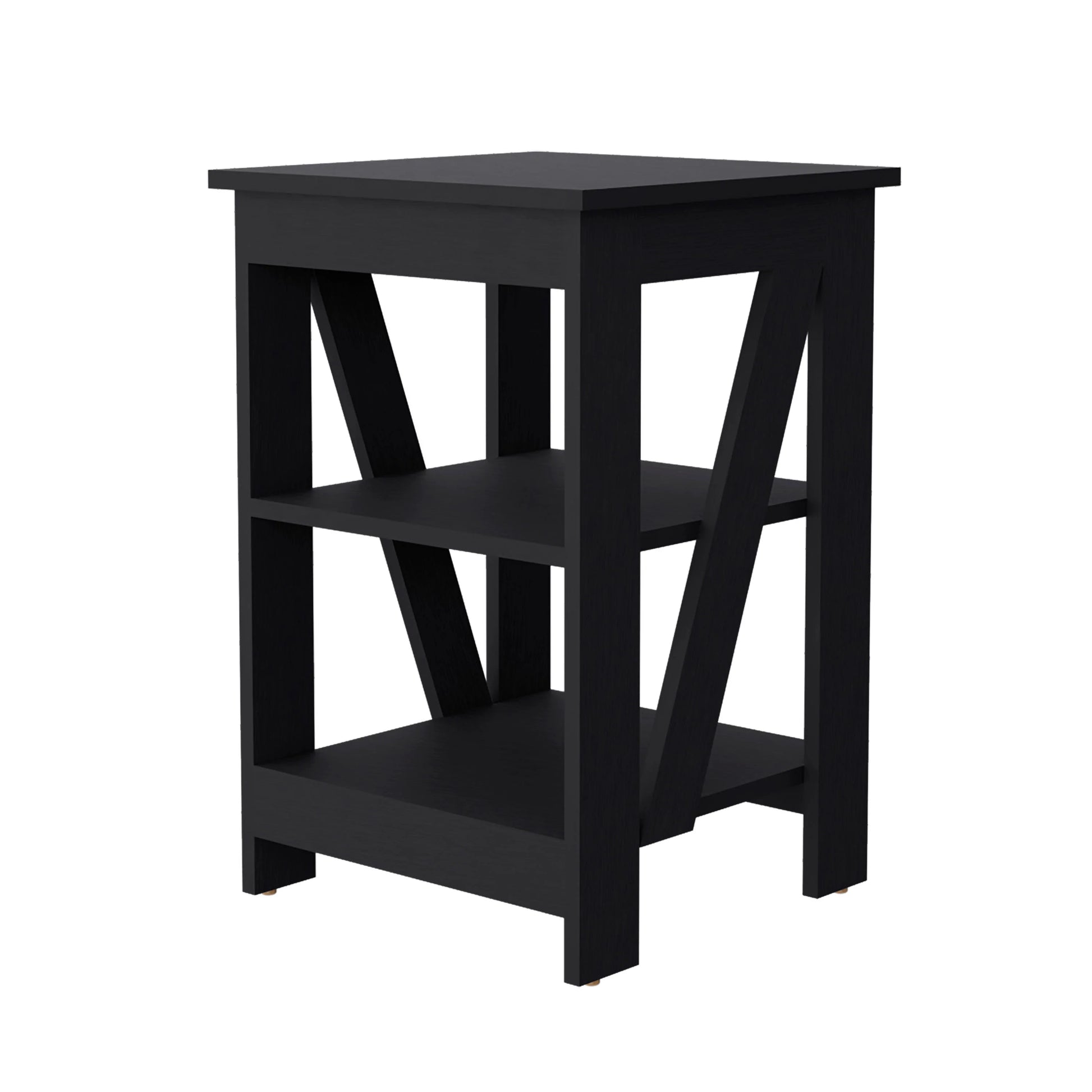 Black Table With 2 Shelves Black Shelves Square Wood