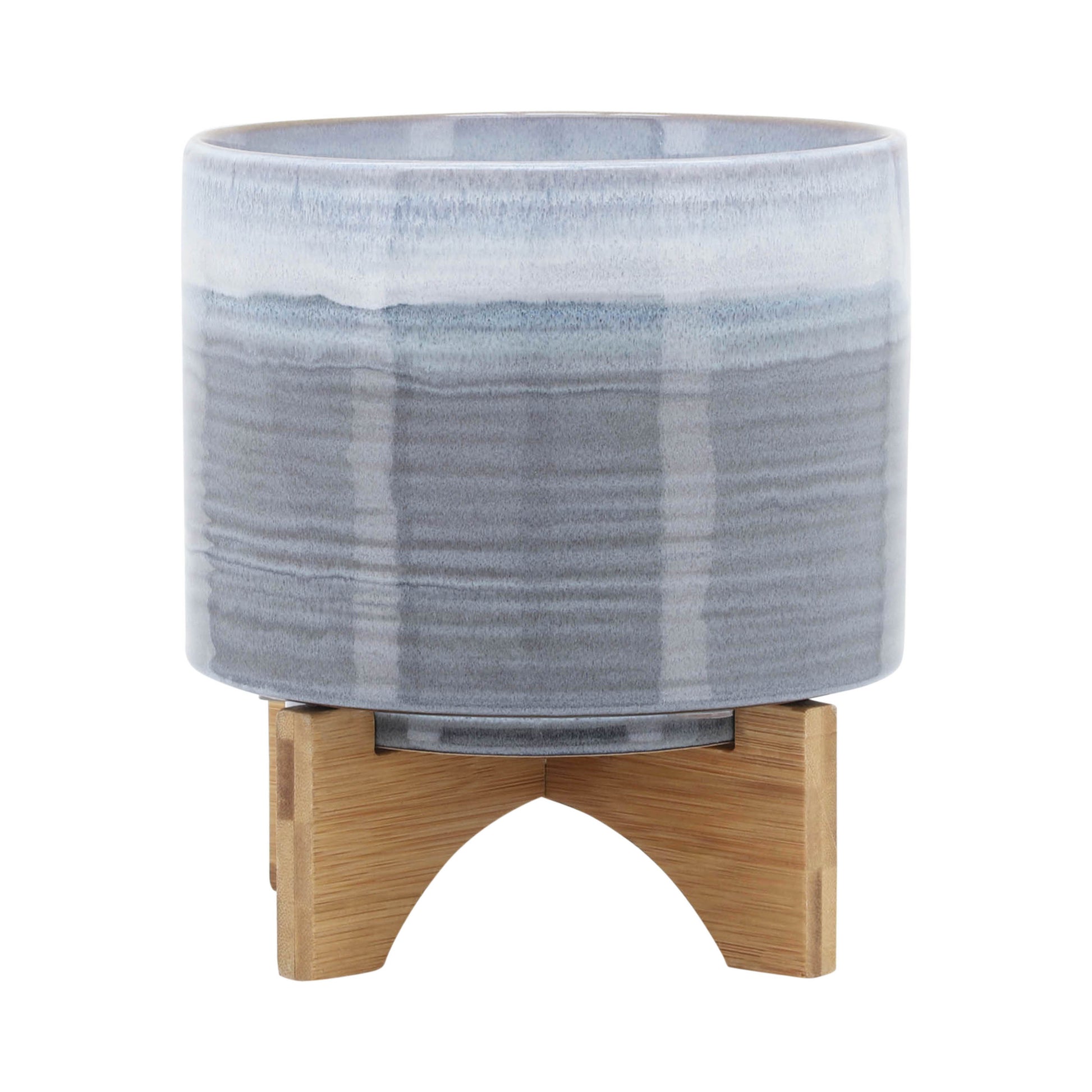 Ceramic 8" Planter On Stand, Blue Fade Blue Ceramic