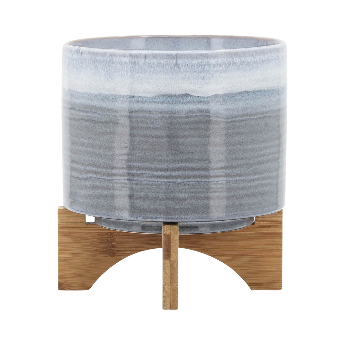 Ceramic 8" Planter On Stand, Blue Fade Blue Ceramic