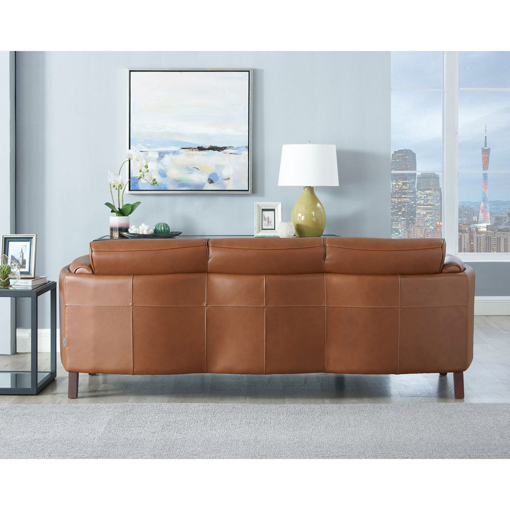 Maui Leather Sofa Brown Down Filling Genuine Leather 3 Seat