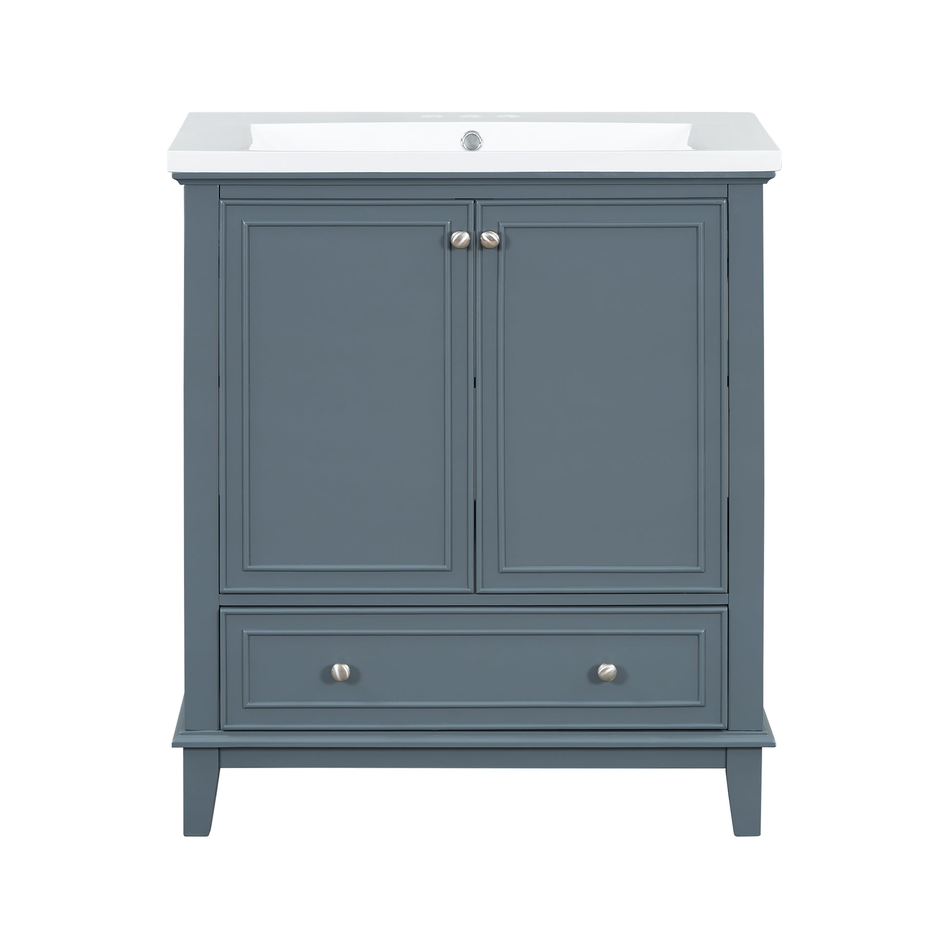 30" Bathroom Vanity With Sink Combo, Multi Functional Bathroom Cabinet With Doors And Drawer, Solid Frame And Mdf Board, Blue Blue Solid Wood Mdf