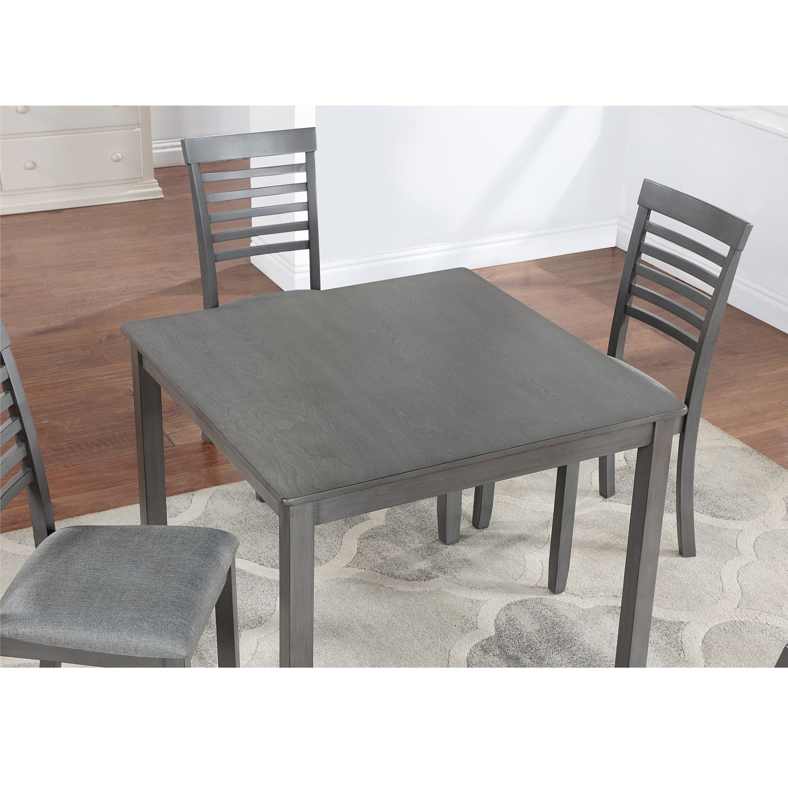 Wooden Dining Square Table, Kitchen Table For Small Space, 4 Person Dining Table, Grayonly The Table Gray Seats 4 Gray Dining Room Acacia Square Acacia Wood