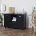 Vinsetto Multifunction Office Filing Cabinet Printer Stand With 2 Drawers, 2 Shelves, & Smooth Counter Surface, Black Black Particle Board