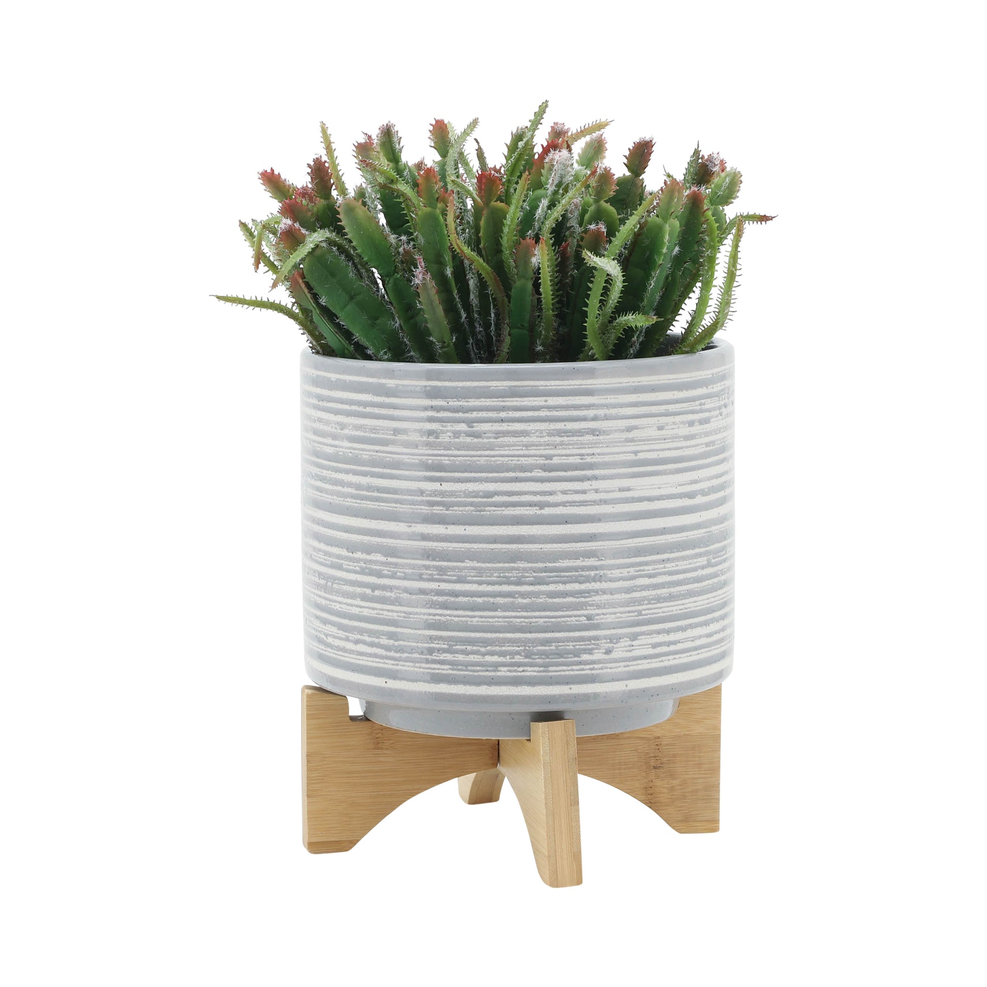 Ceramic, S 2 5 8" Planter On Stand, Gray Gray Ceramic