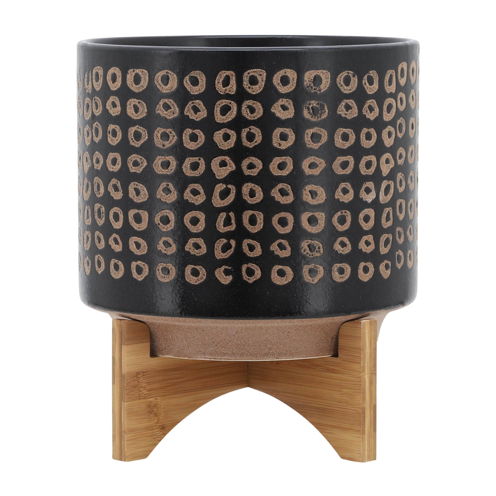 Ceramic 10" Planter On Stand, Brown Brown Ceramic