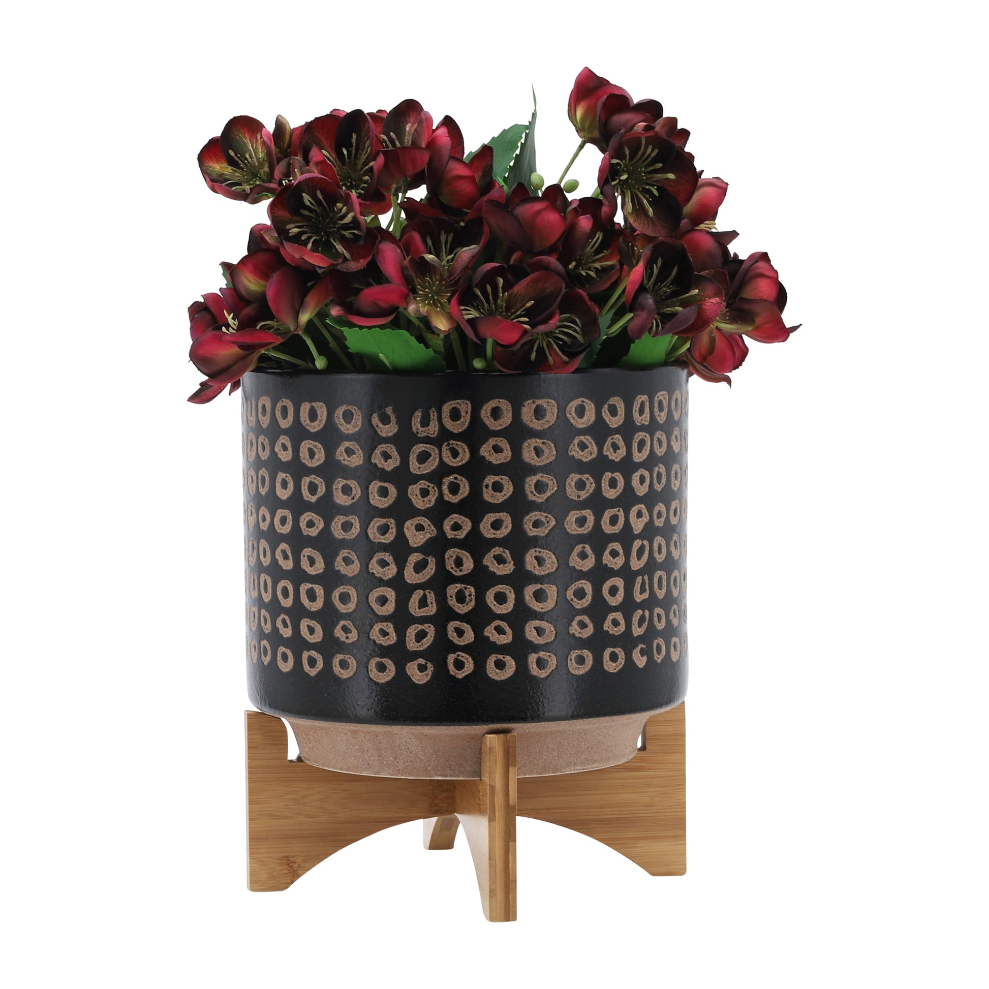 Ceramic 10" Planter On Stand, Brown Brown Ceramic