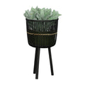 S 3 Bamboo Footed Planters 11 13 15