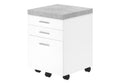 File Cabinet, Rolling Mobile, Storage Drawers, Printer Stand, Office, Work, White And Grey Cement Laminate, Contemporary, Modern White Particle Board