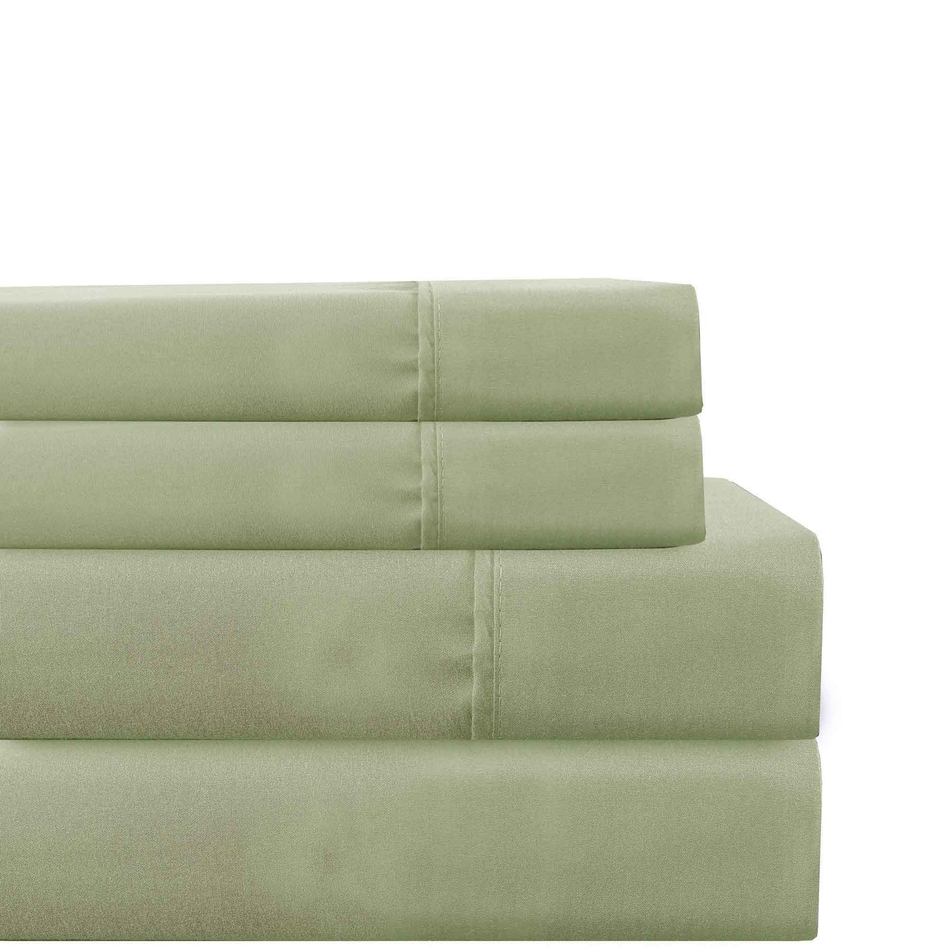 Lanester 3 Piece Polyester Twin Size Sheet Set The Urban Port, Olive Green Green Polyester