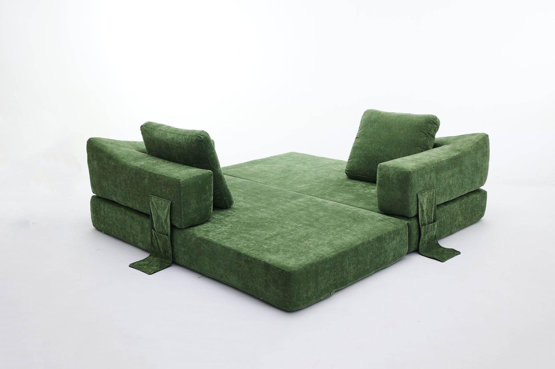 Modern Minimalist Sofa, Fold Out Sofa Bed, Convertible Chair Floor Couch & Sleeping Mattress For Living Room, Bedroom, Apartment, Removable Backrest, Green Green Chenille Soft Vintage Chenille 2 Seat