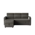 85 Inches Corduroy Sofa Bed, 3 Seater Sleeper Sofa With Storage Chaise, Square Handrail With Two Cup Holder And Usb Charge Port, Pull Out Couch For Living Room Dark Grey Corduroy 3 Seat