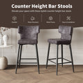 28Inch Counter Height Bar Stools Set Of 2, Modern Bar Upholstered Chairs With Pu Leather, Metal Footrest And Frame For Kitchen Island, Bar Table, Dining Room, Gray Solid Kitchen Solid Back Set Of 2