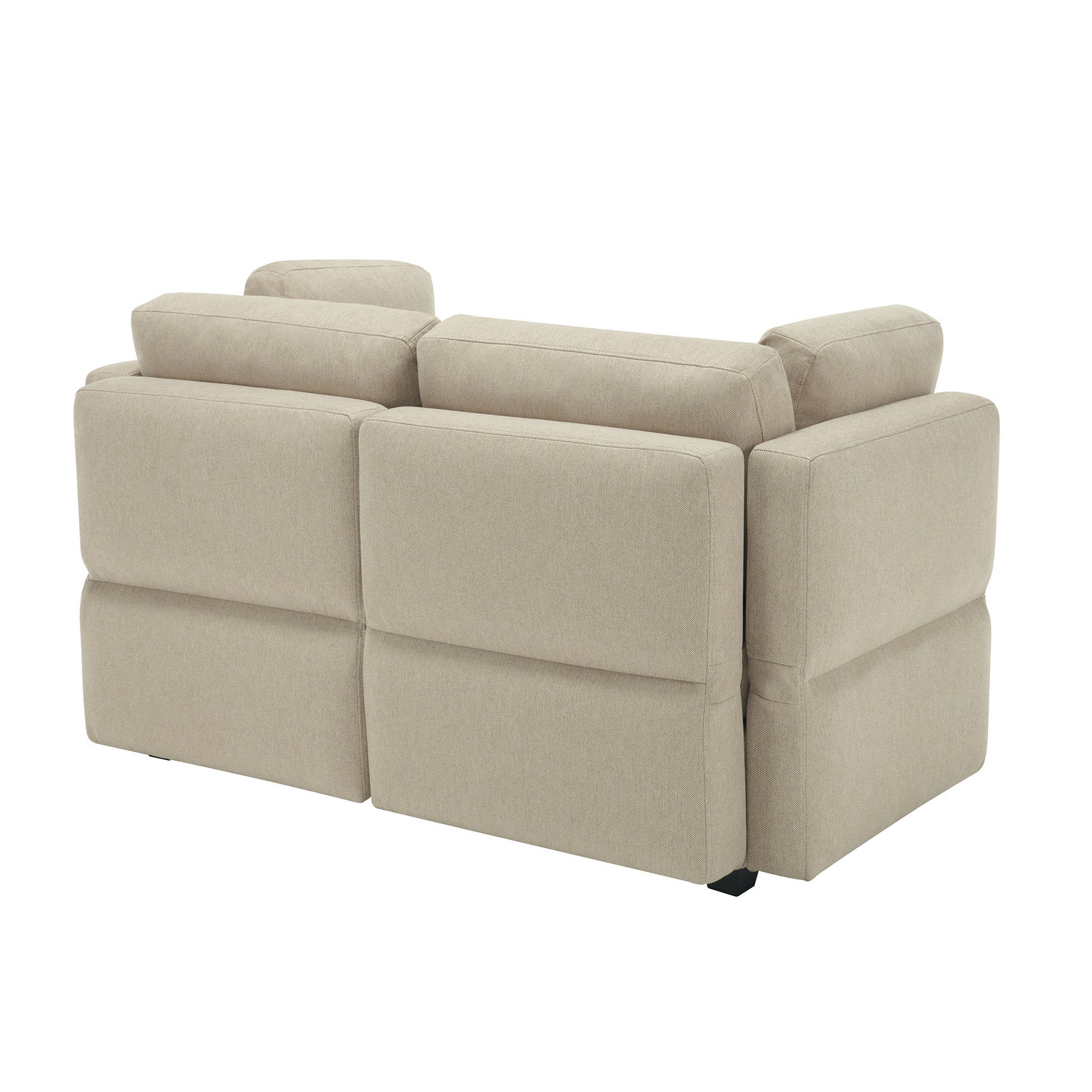 Contemporary Modern Chic Upholstered Fabric Sofa With Storage Seats And Storage Ottomans, 2 Seater Sofa Fabric Couch With Adjustable Arms And Backs For Living Room Beige Beige Polyester 2 Seat