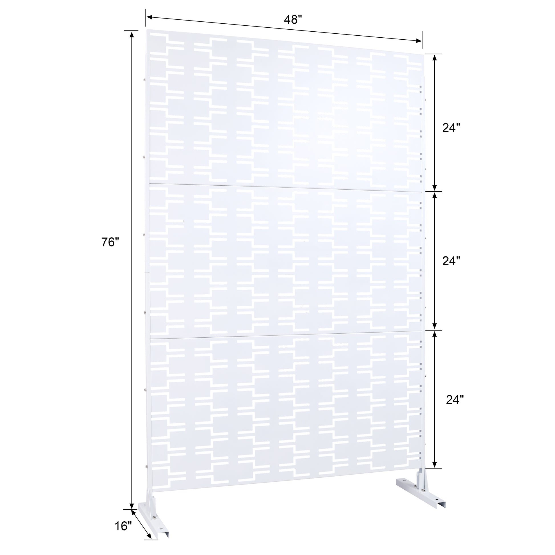 Outdoor & Indoor Privacy Screen Metal Privacy Screen 76" H 48" W, Freestanding Decorative Privacy Screen For Deck Balcony Patio, Privacy Fence Panels For Outside Lawn Garden Ps112 White White Steel