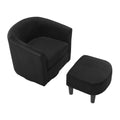 Swivel Accent Chair 360 Comfy Recliner Corduroy Arm Chair Single Sofa With Ottoman For Living Room Bedroom,Black Black Fabric