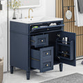 30'' Bathroom Vanity With Top Sink, Modern Bathroom Storage Cabinet With 2 Drawers And A Tip Out Drawer, Single Sink Bathroom Vanity 3 Blue 1 Soft Close Doors Bathroom Freestanding Mdf Painted