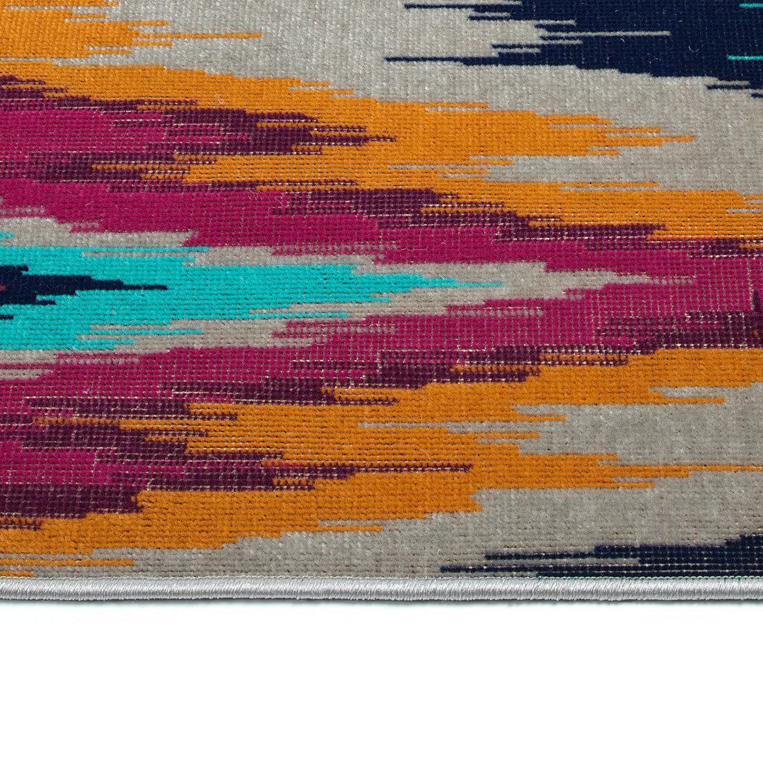 Modern, Ikat, Textured Cut Pile 7'10" X 10' Rectangle Area Rug Multi Polypropylene