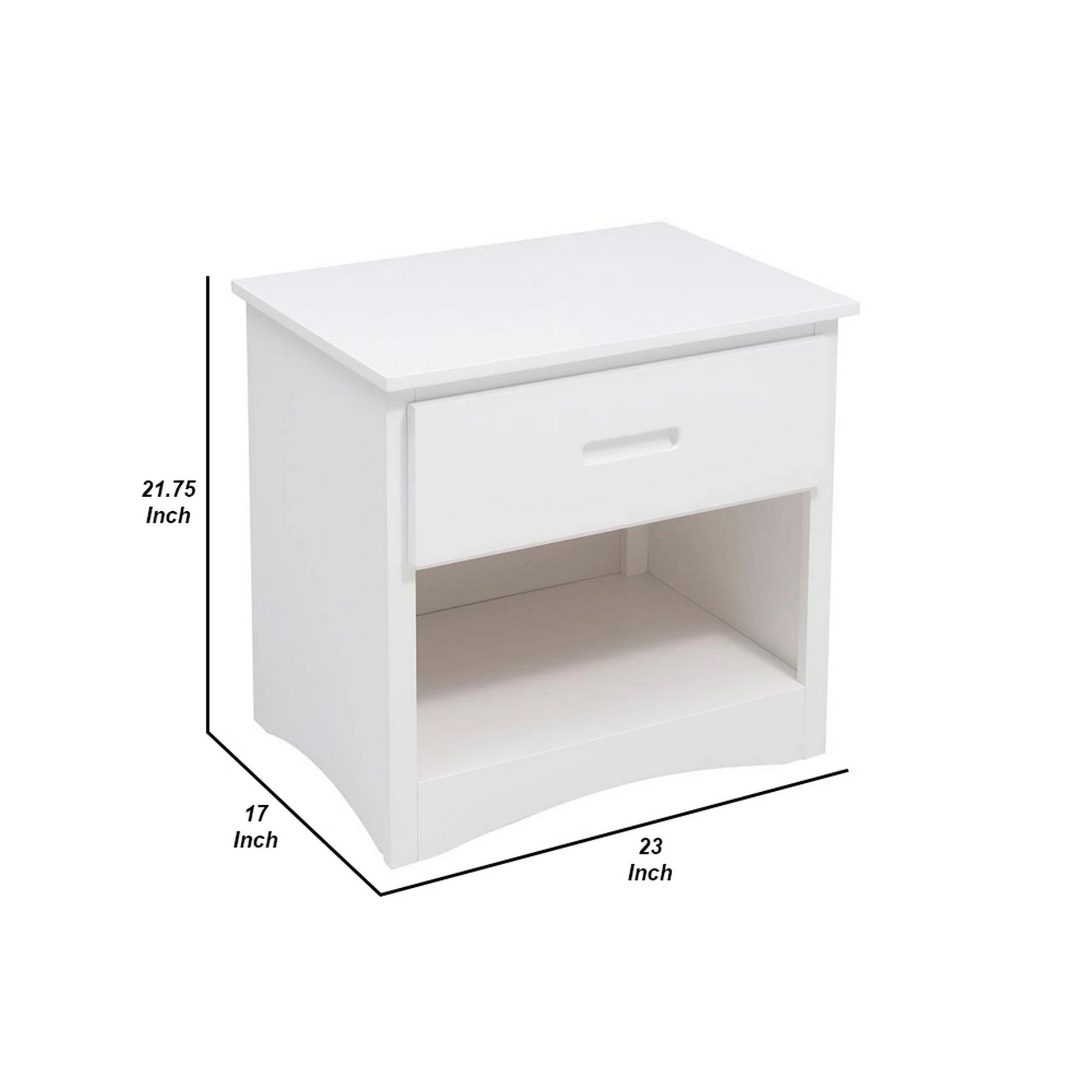 Wooden Night Stand With Bottom Shelf, White White Wood