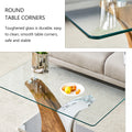 Rectangular Coffee Table.Tempered Glass Countertop, And Artistic Mdf Legs,Perfect For Hosting Dinners, Conferences, Home, And Office Decorations.White And Wood,Dining Table,Tea Table.Coffee Table.