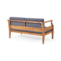 Aston Acacia Wood Outdoor Loveseat Set Loveseat&Coffee Table Teak Finish Dark Gray Cushion Teak Acacia Wood