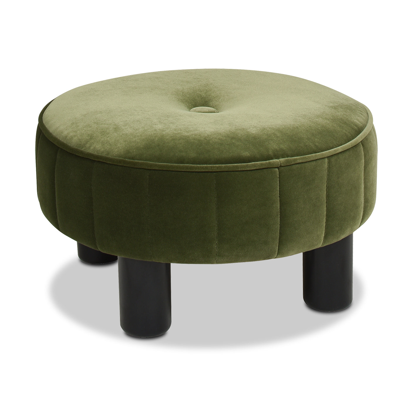 Riley 16" Round Footstool Ottoman, Olive Green Performance Velvet Olive Green Foam Velvet