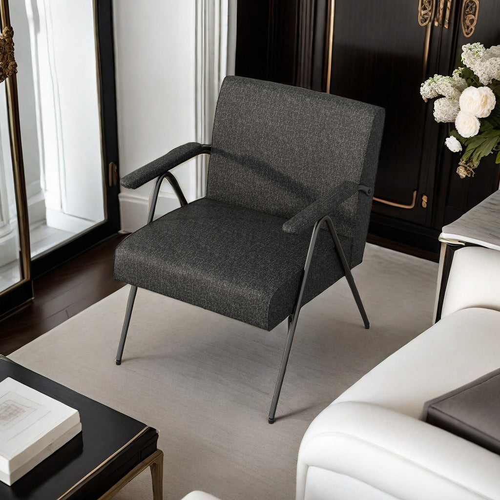 Fx P91 Bk Sofa Chair Modern Black Accent Chair With Metal Frame Stylish Upholstered Single Sofa, Perfect For Living Room, Bedroom, And Office Decor Temu Suitable Black Linen